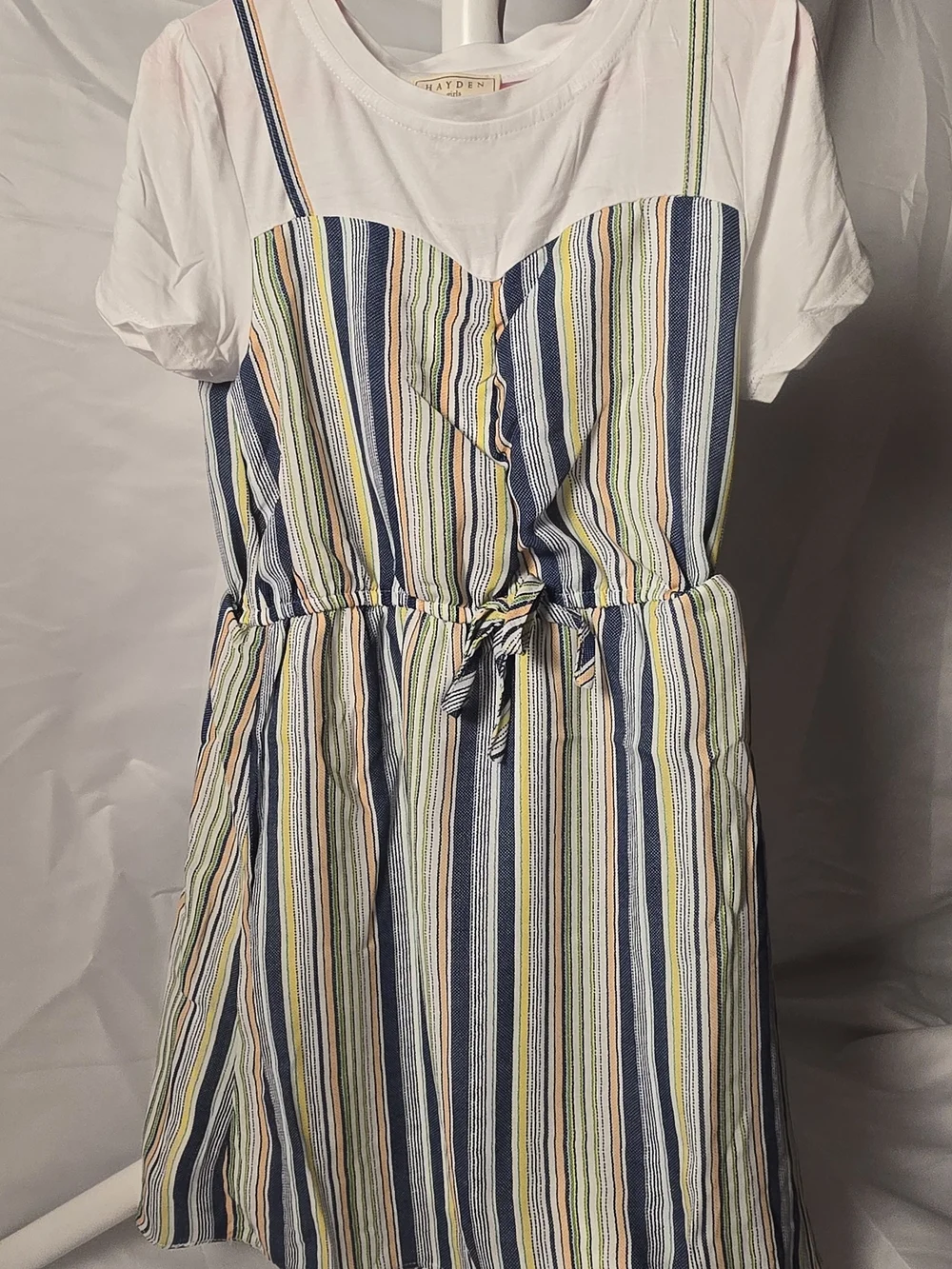 Hayden Girls Striped Blue & White Casual Midi Dress Size 9/10